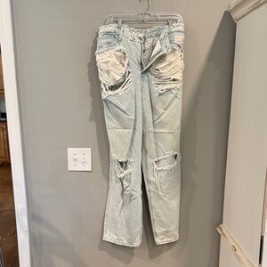 Good American Light Blue Distressed Women's Wide Leg Jeans